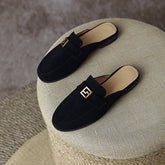 Denim Suede Flat Mules NEW GEW